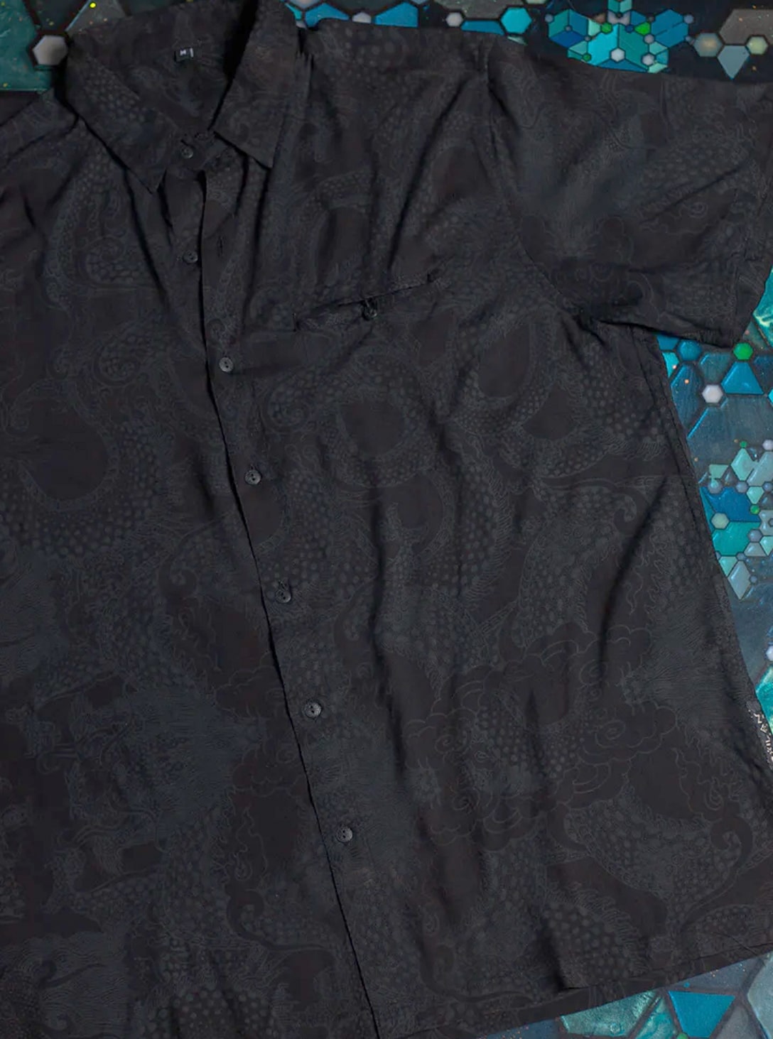 1(295) YACXI BAMBOO SHIRT BLACK DRAGONS - Image 1