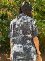 Sumo Waves Button Shirt Blue