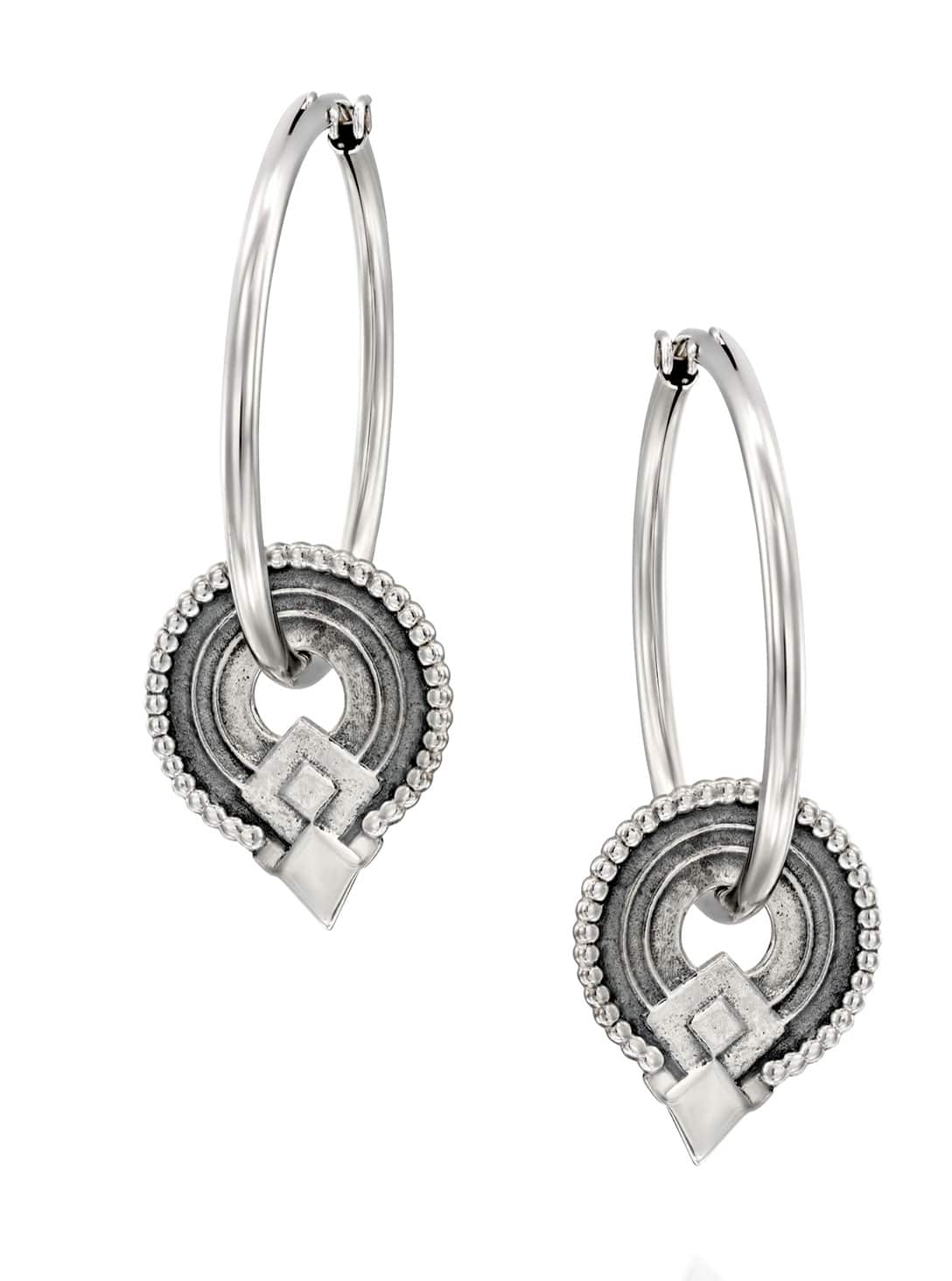 2(367) Dangle Hoop Earrings SILVER - Image 1