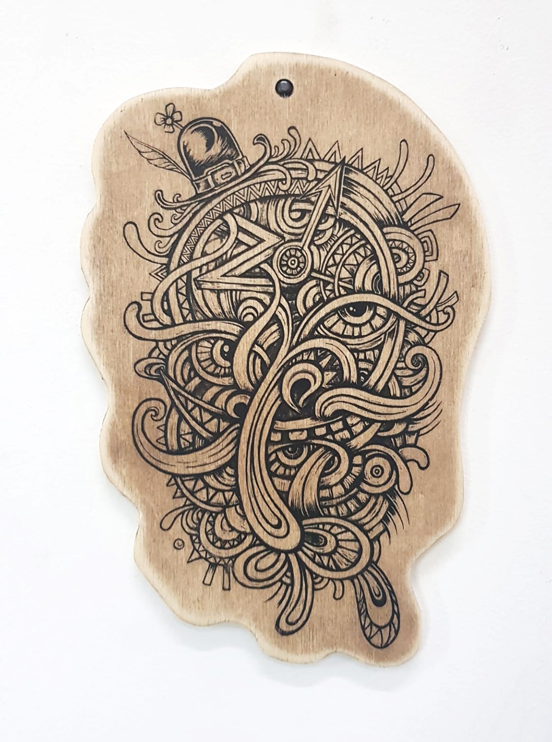 2(426) MUSTACHE WOOD DECOR- NATURAL - Image 1