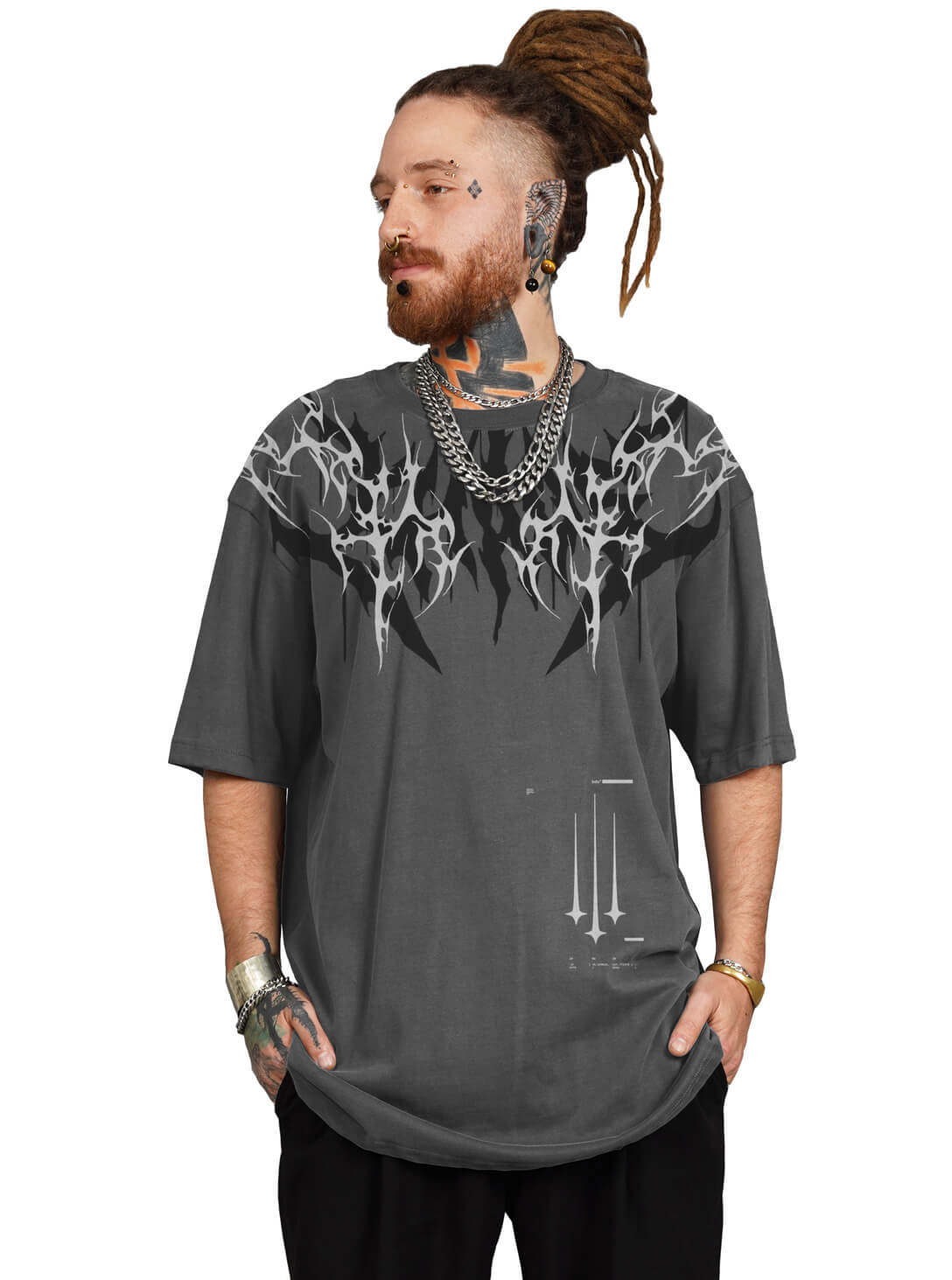 ACID PUNKS GREY_0000_Layer 56 ACID PUNKS MEN'S T-SHIRT GREY - Image 1