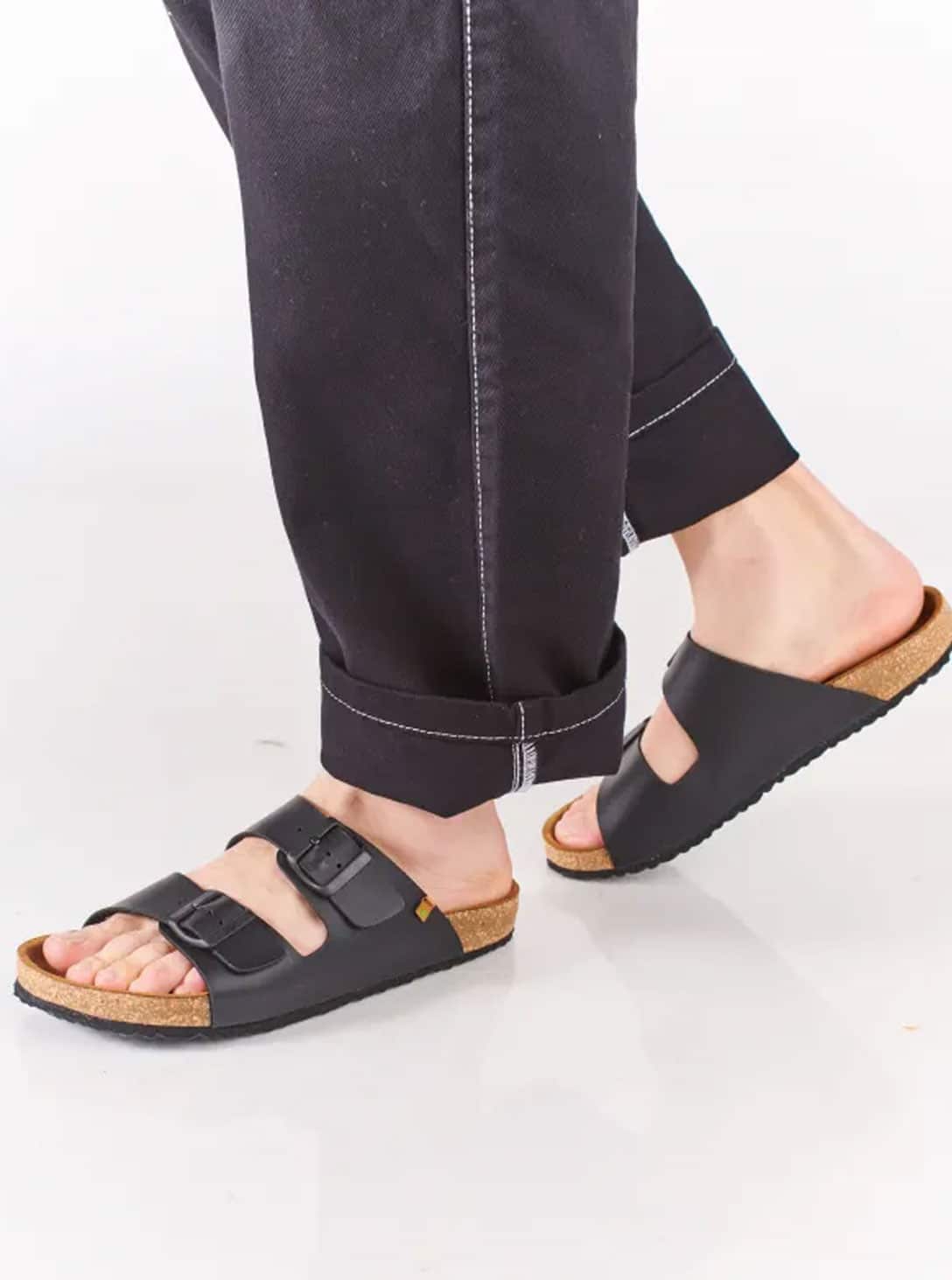BLACK-1 Waraje Vegan FLIP FLOPS BLACK - Image 1