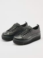Brighton platform Shoes with lace BLACK - Image 3