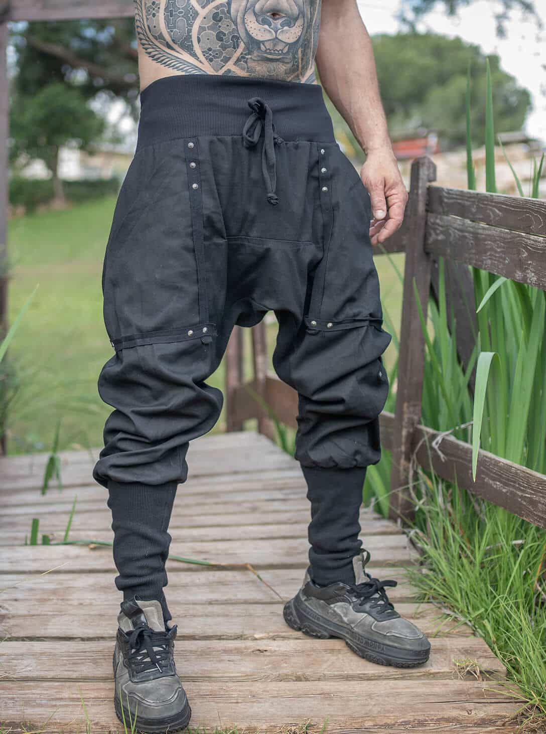 Drop Crotch black pants_0002_DSC06995 (1) Drop Crotch MEN'S Pants BLACK - Image 1