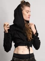 GALA BLACK-WOMEN WRAP CROP TOP LONG SLEEVES - Image 4