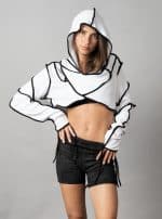 GALA WHITE- WOMEN WRAPED CROP TOP LONG SLEEVES - Image 3