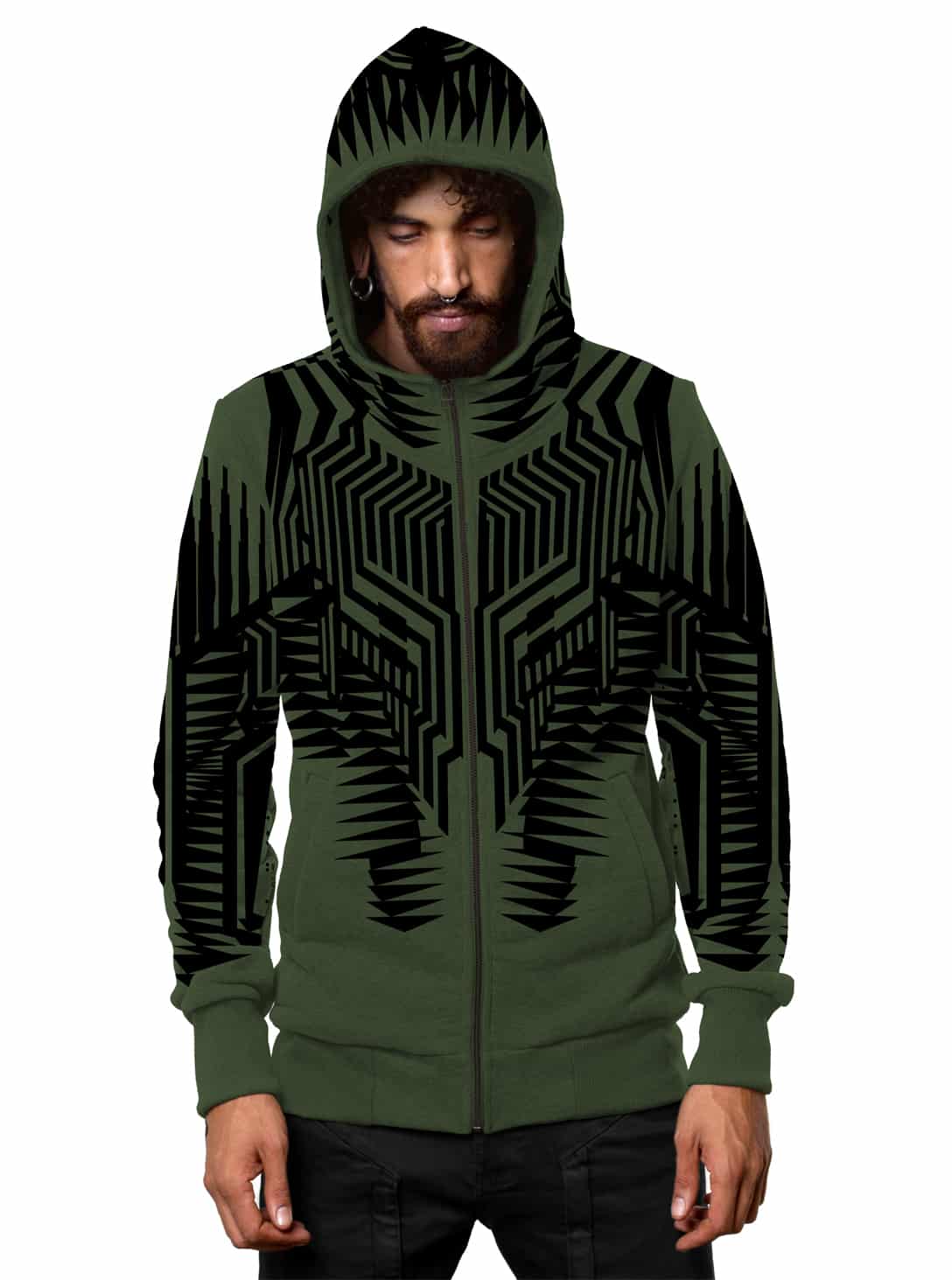 JETT HO OLIVE_0000_Layer 88 JETT MEN HOOD WITH ZIPPER OLIVE - Image 1