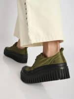 Brighton platform Shoes with lace KHAKI - Image 3