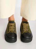 Brighton platform Shoes with lace KHAKI - Image 2