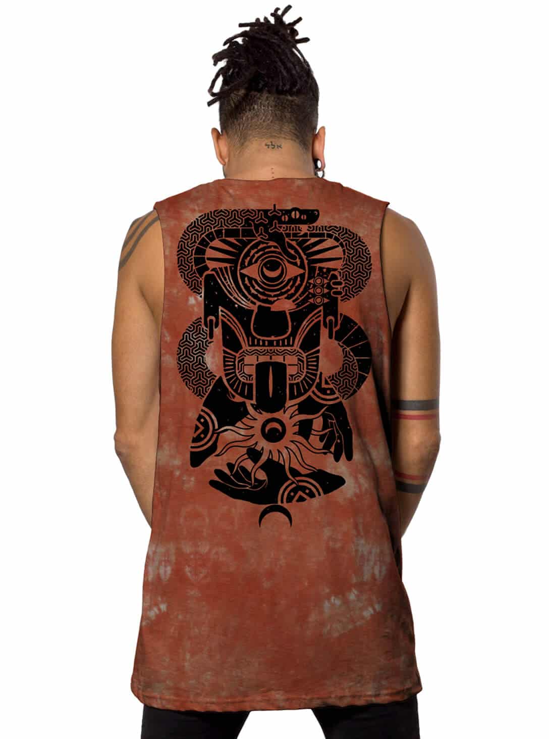 MIKO TT ORANGE TD_0004_Layer 41 MIKO ORNAGE TIE DYE- MEN'S TANK TOP - Image 1