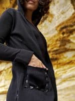 NARYA BLACK- WOMEN LONG KNITTED HOOD CARDIGAN - Image 8