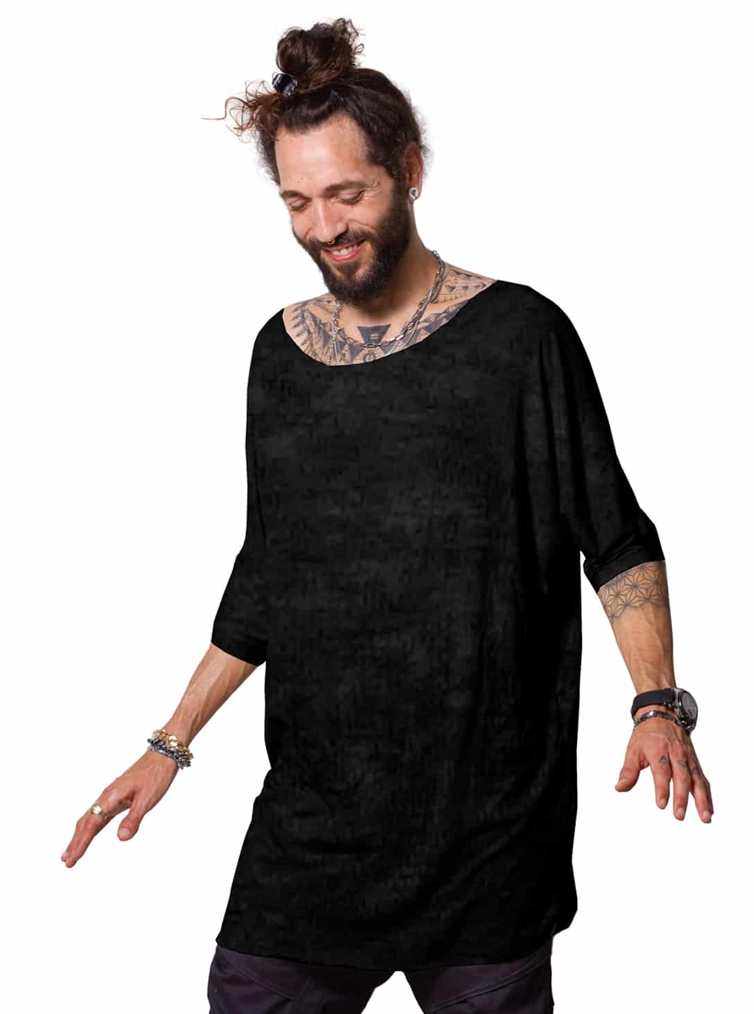 NOMAD BLK TEX_0004_Layer 61 Nomad looses shirt BLACK TEX - Image 1