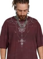 ORNAMENT OVERSIZE T- SHIRT GALAXY WASH BORDEAUX - Image 2