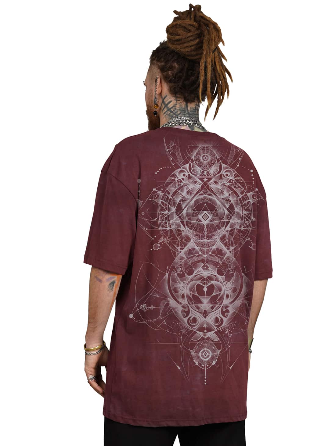 ORNAMENT GALAXY WASH BORDEAUX_0005_Layer 38 ORNAMENT OVERSIZE T- SHIRT GALAXY WASH BORDEAUX - Image 1