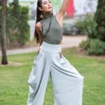 Peekaboo WOMEN WIDE Yoga Pants LIGHT GREY
