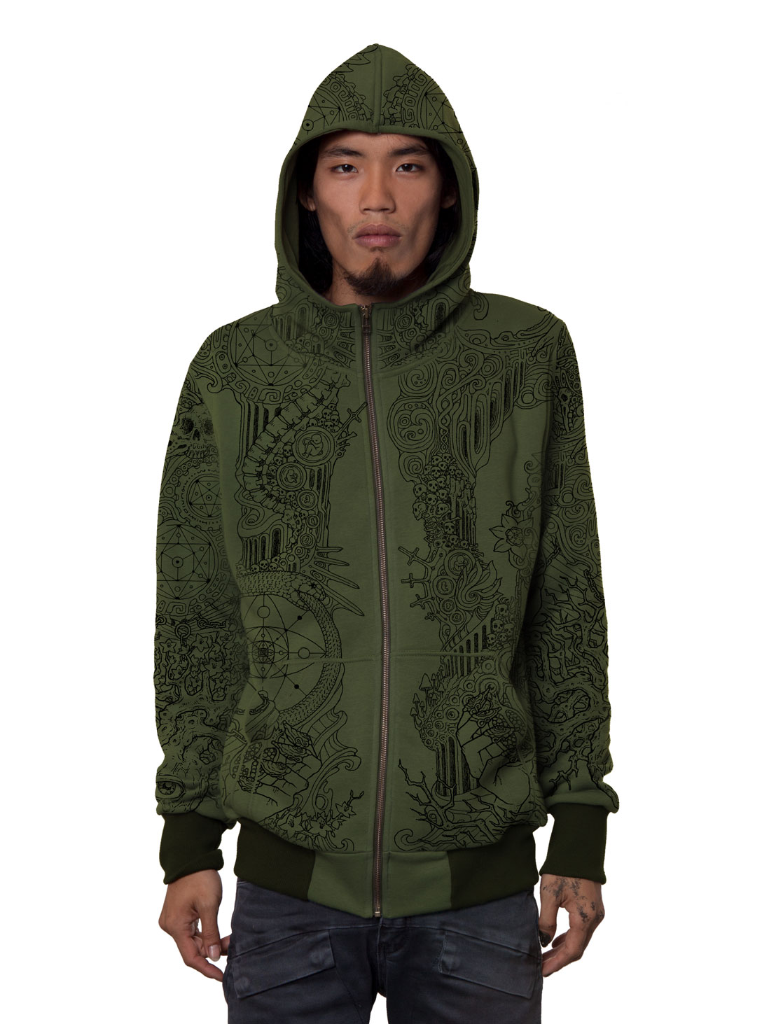 PERSEPHONE-OLIVE-1 PERSEPHONE MEN HOOD OLIVE - Image 1