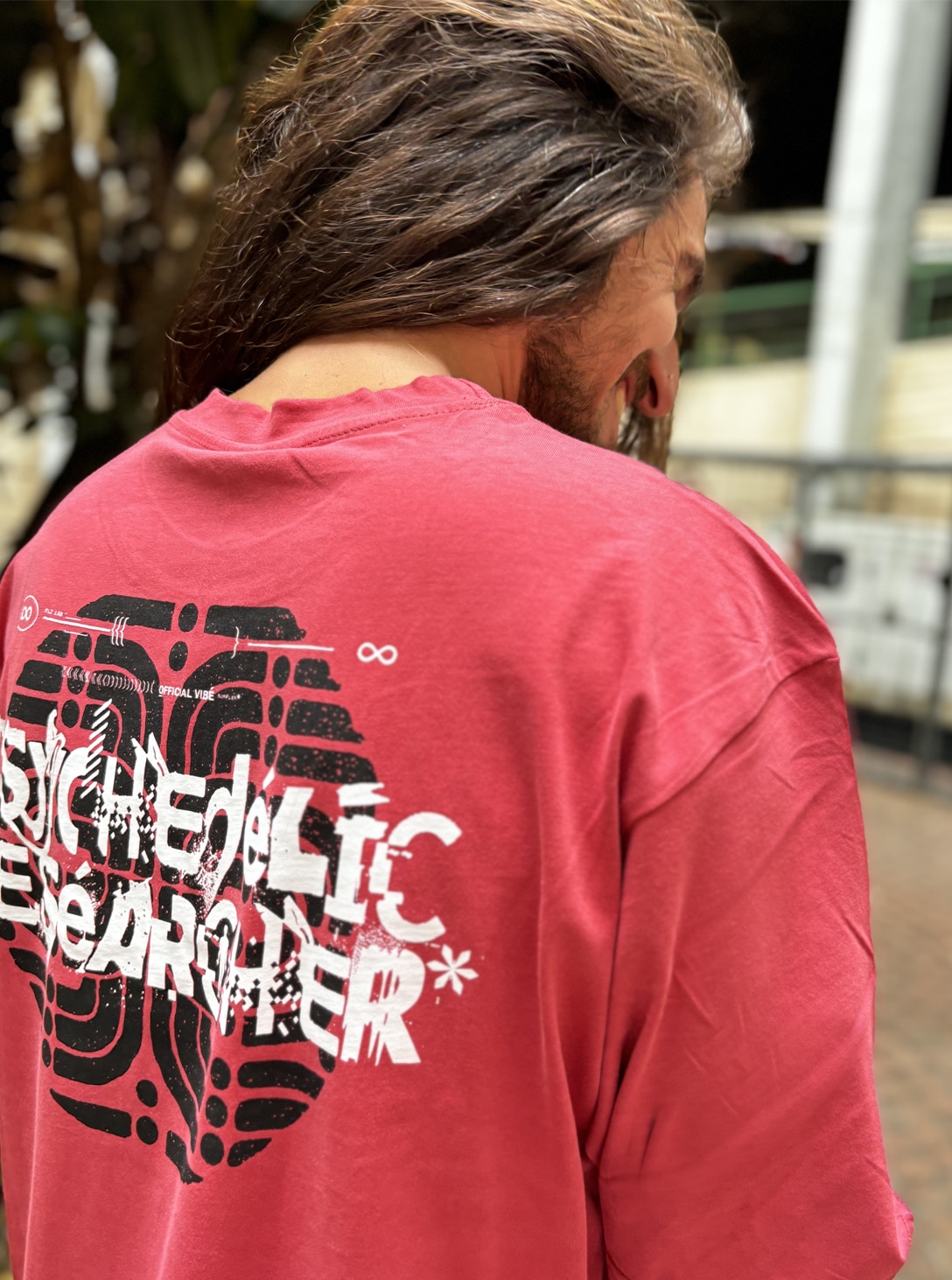 PHOTO_0000_Layer 23 Psychedelic Researcher MEN'S OVERSIZE SHIRT RED - Image 1