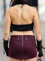 MINI SKIRT FRONT POCKET BORDEAUX - Image 2