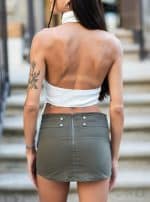 MINI SKIRT FRONT POCKET OLIVE - Image 2