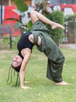 Peekaboo WOMEN WIDE Yoga Pants OLIVE - Image 2