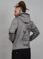 Samurai Cat MEN HOOD Grey MOULINE - Image 8