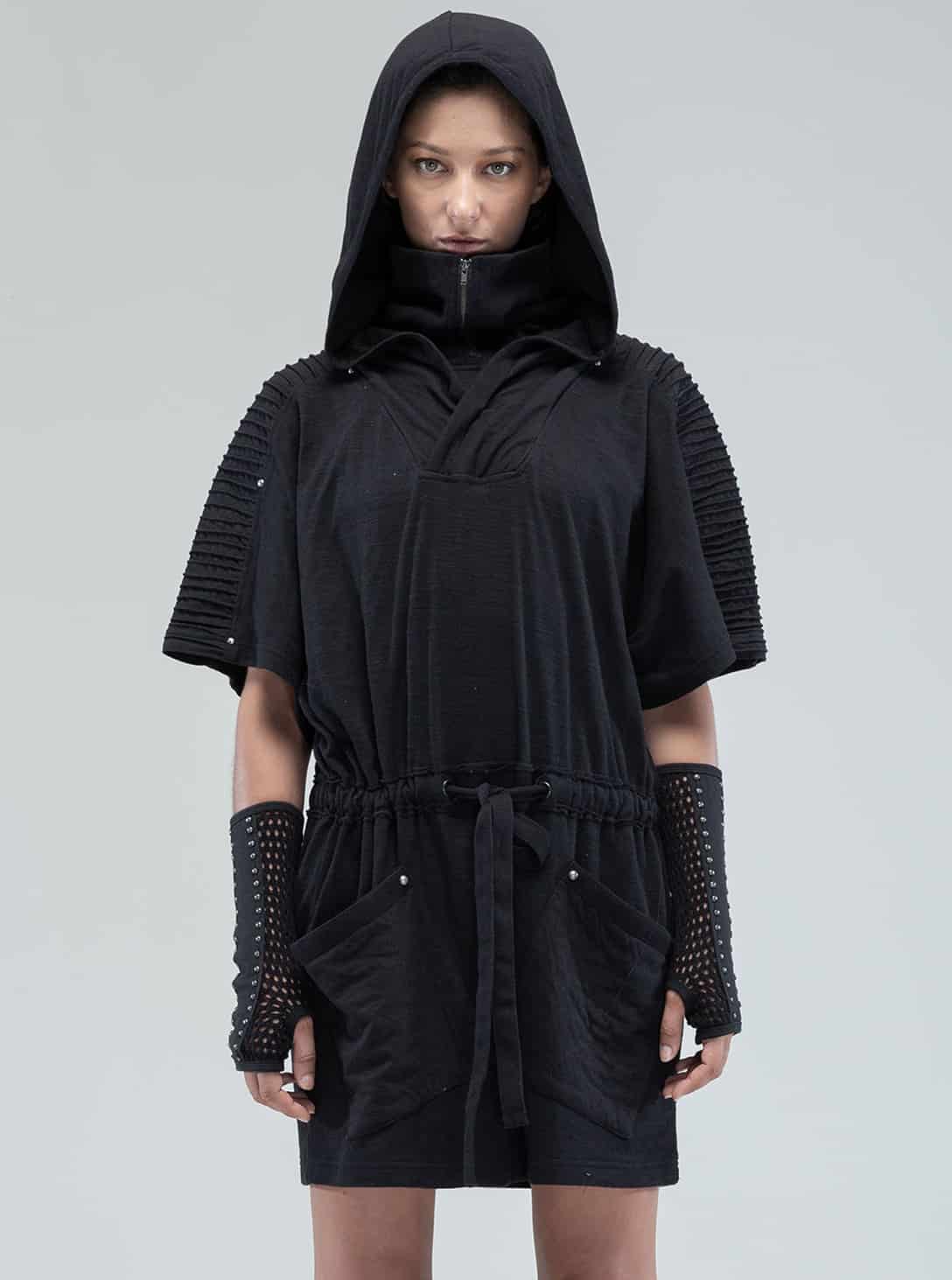 Sonic Hooded Tunic BLK_0000_SHT24-black-selina-front-2 Sonic Hooded Tunic BLACK - Image 1