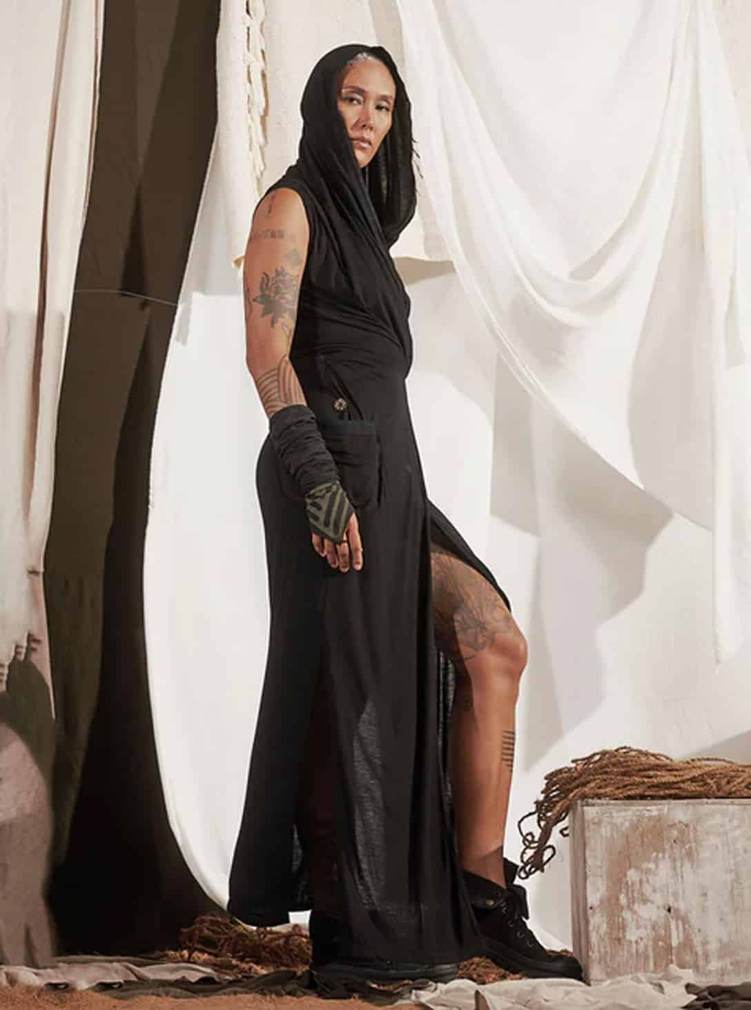 Sorcerer Ho Maxi Dress BLACK_0003_Layer 239 Sorcerer Ho-WOEMN WRAPED Maxi Dress BLACK - Image 1