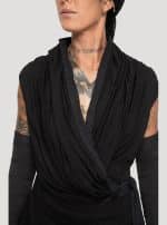 Sorcerer-WOMEN Hooded Wrap Top BLACK - Image 3