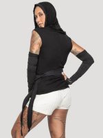 Sorcerer-WOMEN Hooded Wrap Top BLACK - Image 2