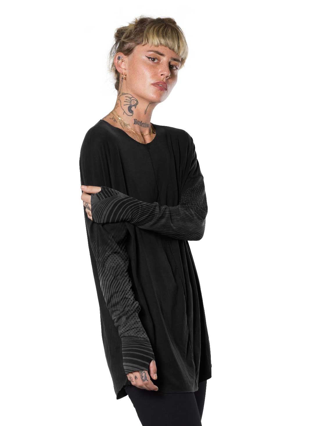 black-okinawi-side- Okinami black long sleeve shirt - Image 1