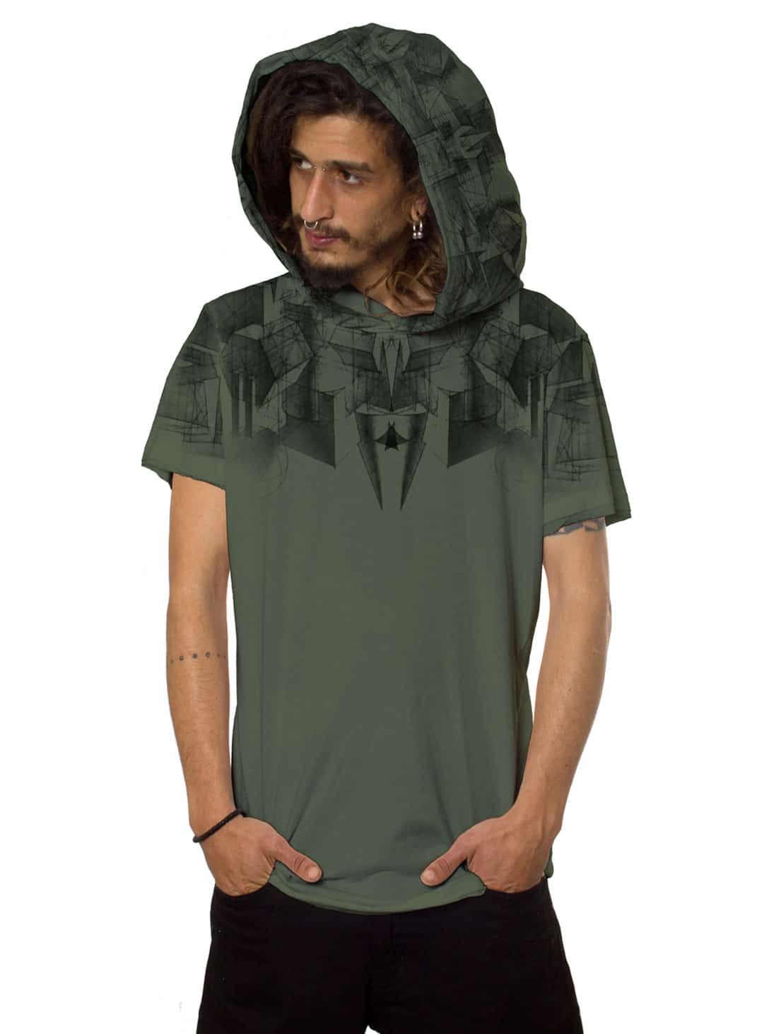 geomeister-OLIVE-1 geomeister SHIRT WITH HOOD OLIVE - Image 1