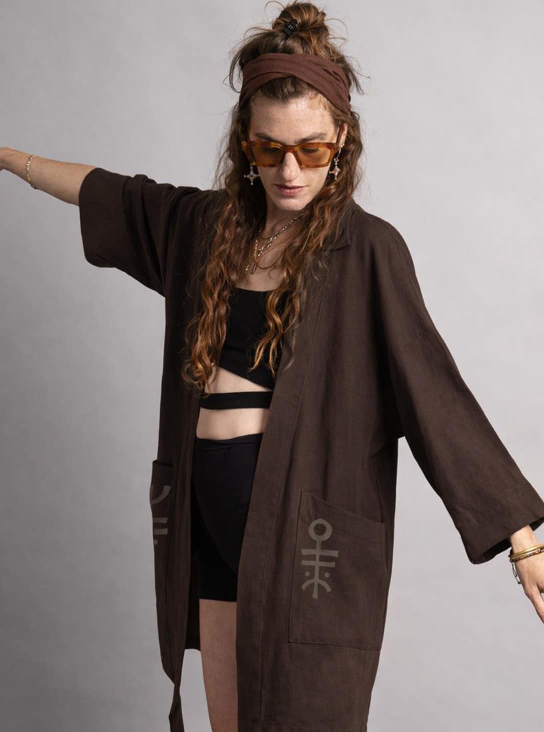 NUNU-KIMONO-BROWN NUNU WOMEN'S KIMONO BROWN - Image 1