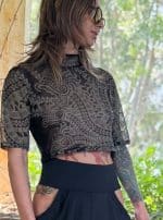 Keara Black Women Mesh Top - Image 2
