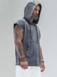 Rhino Sleeveless Baggy Hoodie Sweatshirt WASH BLACK