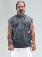 Rhino Sleeveless Baggy Hoodie Sweatshirt WASH BLACK - Image 4