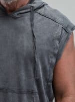 Rhino Sleeveless Baggy Hoodie Sweatshirt WASH BLACK - Image 5