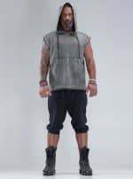 Rhino Sleeveless Baggy Hoodie Sweatshirt WASH GREY - Image 6