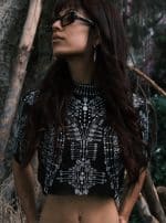 Maeve Black Mesh Top