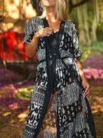 KIMONO DRESS BLACK AND WHITE