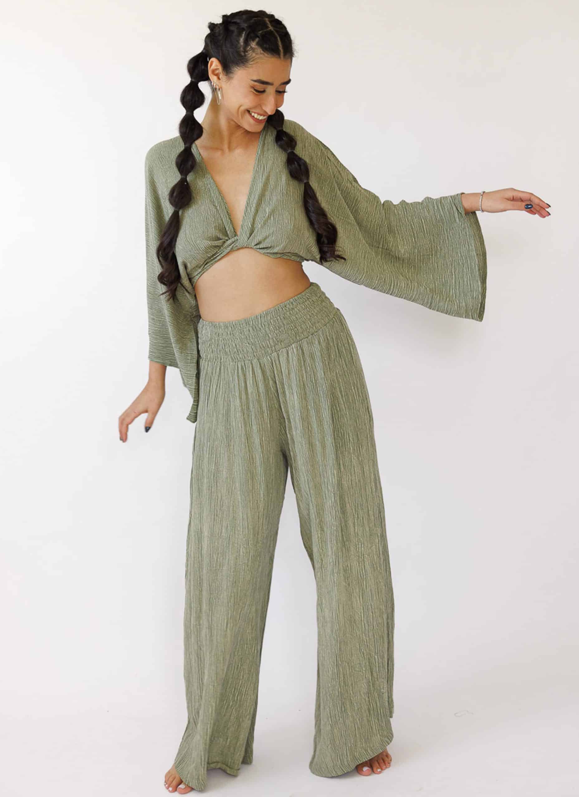 D7A1D79820D79ED795D7A8-GREEN_0000_0A5A6997201-1.jpg MOR WOMEN'S SET-OLIVE - Image 1
