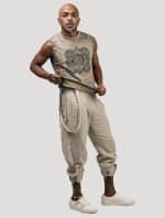 FREDDY MEN PANTS WITH STRAPS NATURAL - Image 6