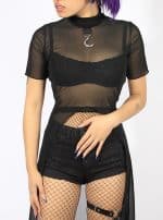 POLLY WOMEN SHORT SHIRT-BLACK NET - Image 4