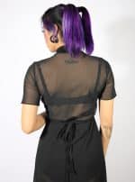 POLLY WOMEN SHORT SHIRT-BLACK NET - Image 2